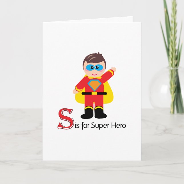 S ist für Super Hero Loveable Letters Grußkarte Karte (Vorderseite)