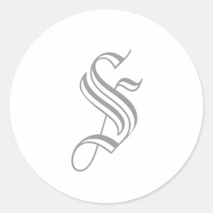 S Letter Monogram Sticker Grau Altes Englisch