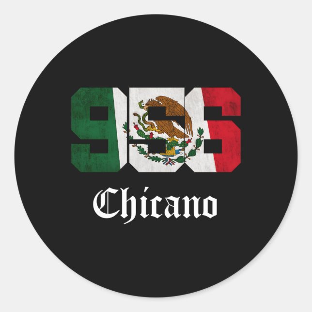 S Mexican Flag Chicano Texas 956 Area Code Runder Aufkleber (Vorderseite)