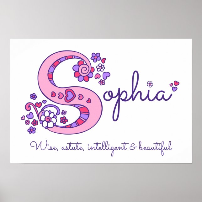 S monogram art Sophia girls name meint poster (Vorne)
