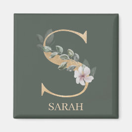 S Monogram Floral Personalisiert Magnet