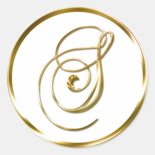 S Monogram Imitate Gold Umschlag oder Günstige Sie Runder Aufkleber
