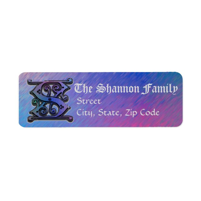S Monogram "Old World Blue" Design Address Lables (Vorne)