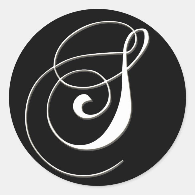 S monogramm - elegantes Schwarzweiß Runder Aufkleber (Vorderseite)