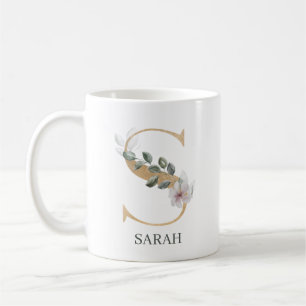S Monogramm Floral Personalisiert Kaffeetasse