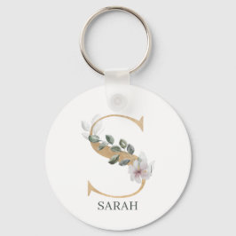 S Monogramm Floral Personalisiert Schlüsselanhänger