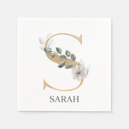 S Monogramm Floral Personalisiert Serviette
