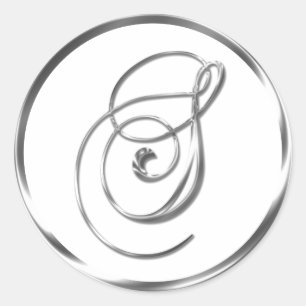 S Monogramm Imitate Silberumschlag oder Gutes Sieg Runder Aufkleber