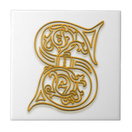 S-Monogramm-"irisches Gold" Keramik-Fliese Fliese