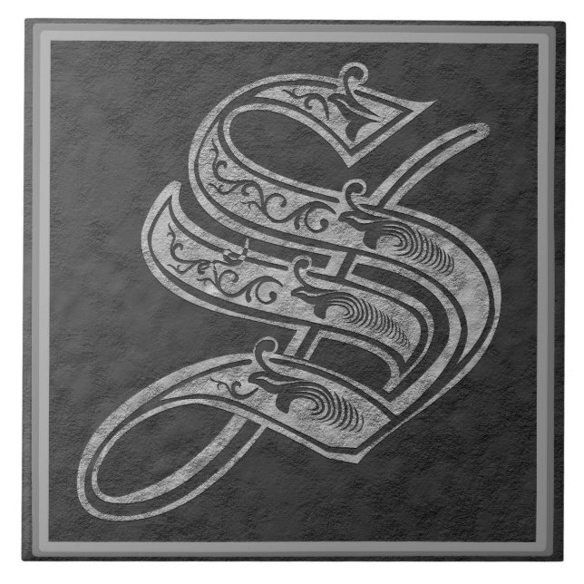S-Monogramm "königliche graue Stein" Fliese (Vorderseite)