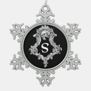 S Monogramm-Ornament Schneeflocken Zinn-Ornament