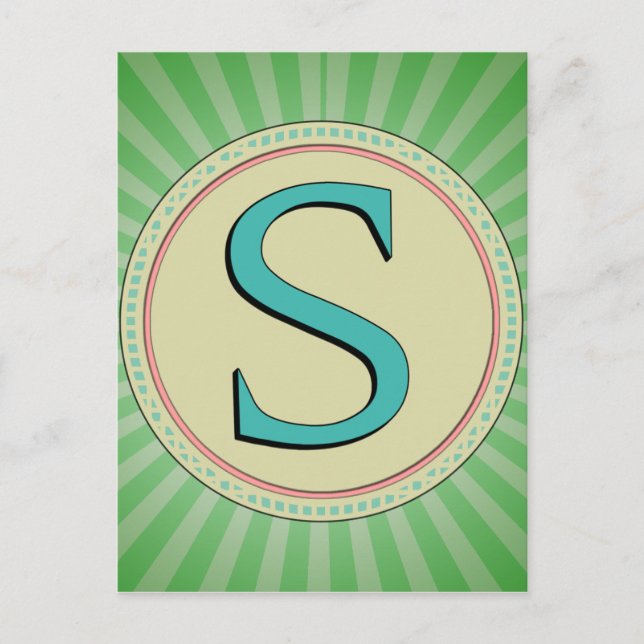 S MONOGRAMM SCHREIBEN POSTKARTE (Vorderseite)