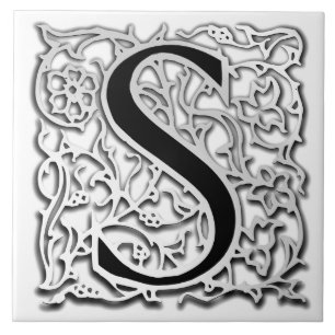 S-Monogramm-"Silber Besque" Keramik-Fliese Fliese