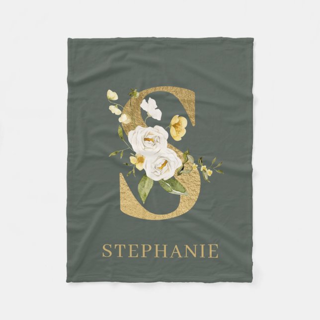 S Monogramme Floral Couverture en polaire personna (Devant)