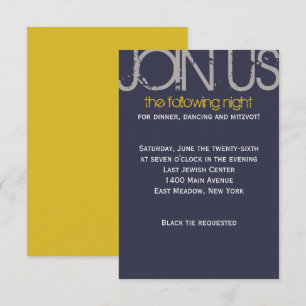 S Monogrsm Initial Bar Bat Mitzvah Party Card Einladung