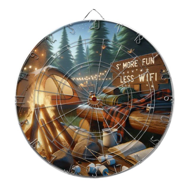 S’more Fun Camping Dartboard – Rustic Game Decor Dartscheibe (vorne)