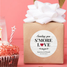 S more Liebe Wedding White Wood Round Aufkleber