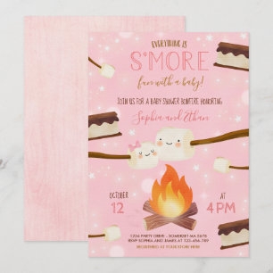 S more Pink Girl Bonfire Babydusche Einladung