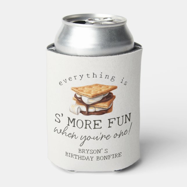 S’mores Fall Bonfire Outdoor First Birthday Favor Dosenkühler (Kanne Vorderseite)