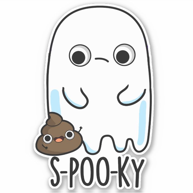S-poo-ky Funny Ghost Kack Pun Aufkleber (Vorderseite)