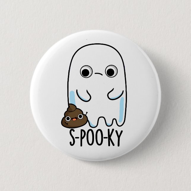 S-poo-ky Funny Ghost Kack Pun Button (Vorderseite)