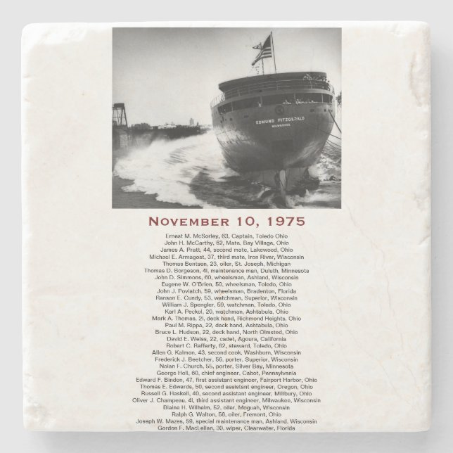 S.S. Edmund Fitzgerald Stein coaster Steinuntersetzer (Vorderseite)