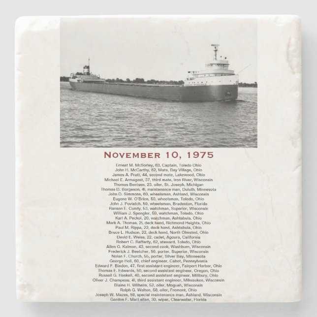 S.S. Edmund Fitzgerald Steinrutsche Steinuntersetzer (Vorderseite)