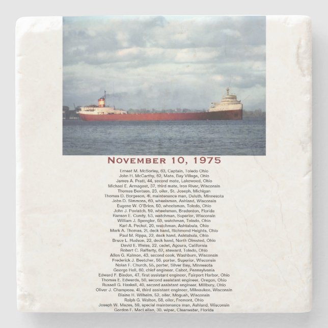 S.S. Edmund Fitzgerald Stone Coaster Steinuntersetzer (Vorderseite)