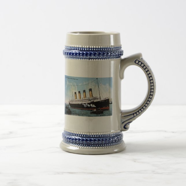 S.S. Olympischer Stern, weißer Stern Line, 1913 Bierglas (Rechts)
