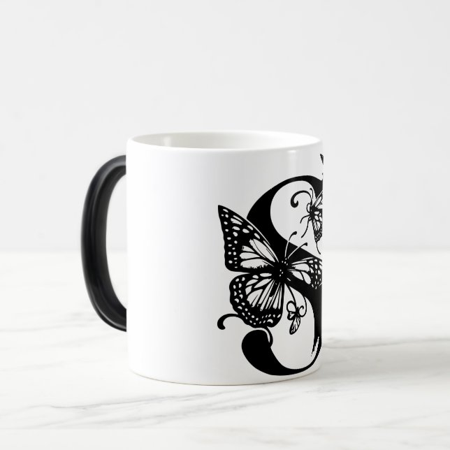 S Schwarzer Butterfly Verwandlungstasse (Vorderseite Links)
