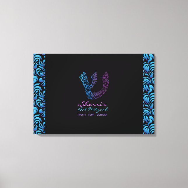 S Shin Hebrew Letter Bat Mitzvah Sign-In Board Leinwanddruck (Vorderseite)