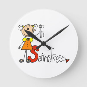 S steht für Schneiderin Runde Wanduhr