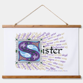 S steht für Sister Tapestry Wandteppich Mit Holzrahmen