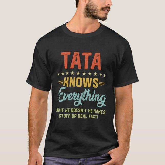 S Tata weiß alles Großvater Väter Witze T-Shirt (Vorderseite)