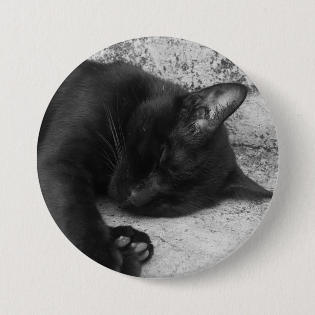S/W - Schlafende Katze Button (Vorderseite)