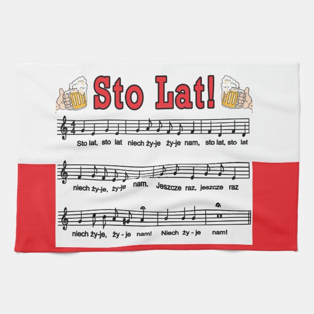 Sa Lat! Song mit Bier-Tasse Geschirrtuch (Horizontal)