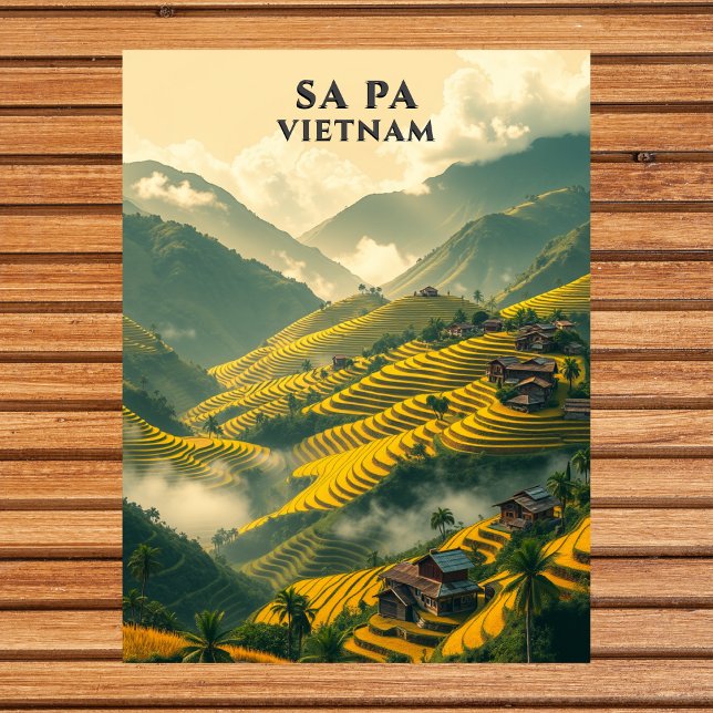 Sa Pa Vietnam Reisbretter Berge Postkarte (Sa Pa Vietnam Travel Rice Terraces Mountain Postcard
)