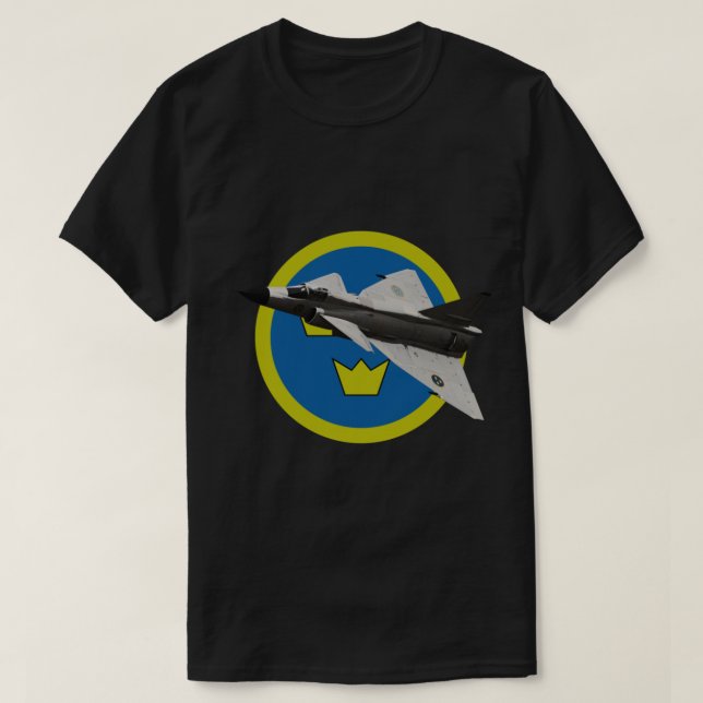 Saab 37 Viggen Flugzeug Schwedische Luftwaffe Roun T-Shirt (Design vorne)