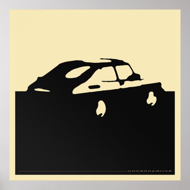 Saab 900 SPG/Aero - Black on light crème poster (Devant)