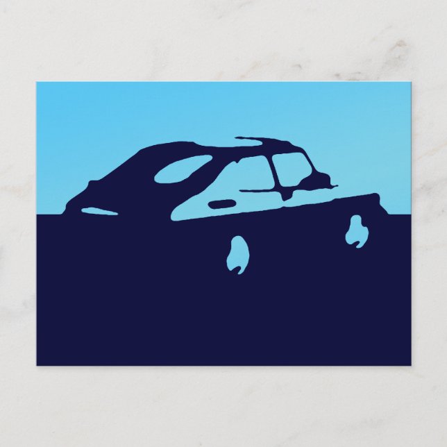 Saab 900 SPG/Aero - Blau auf dunkler Postkarte (Vorderseite)