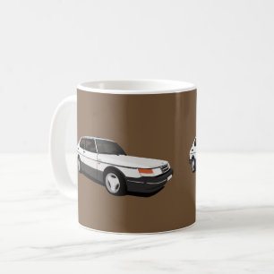 Saab 900 Turbo 16 Aero, zwei weiße Bilder Kaffeetasse