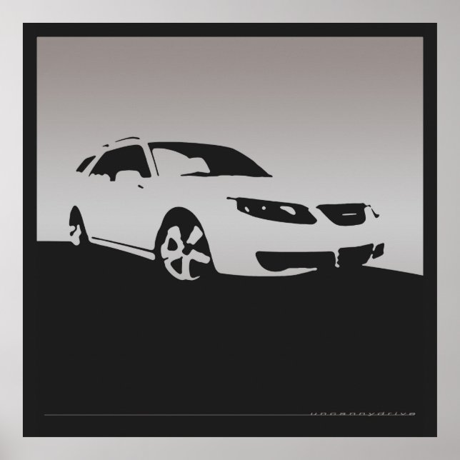 Saab 9-5 Aero vorne - Grau auf kohlebeständigem Hi Poster (Vorne)