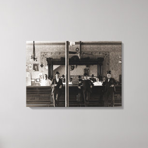 Saal-Bar-Innenmänner bemannen Höhle 1890's Foto Leinwanddruck