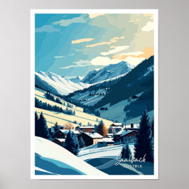 Saalbach Austria Travel Vintag Illustration Poster