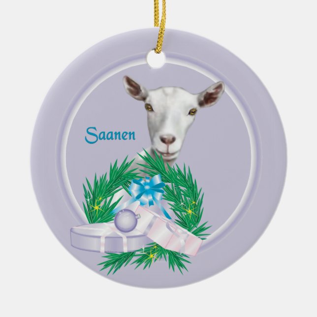 Saanen Chèvre Wreath Ornement de vacances (Devant)