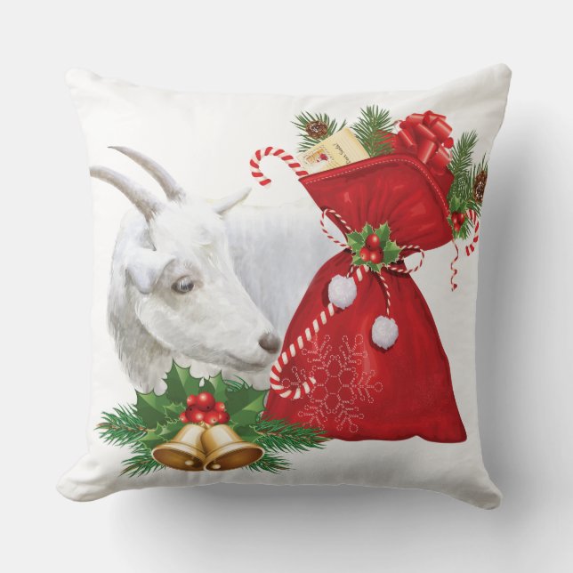 Saanen Goat Holiday Spirit Kissen (Vorderseite)