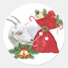 Saanen Goat Holiday Spirit Runder Aufkleber
