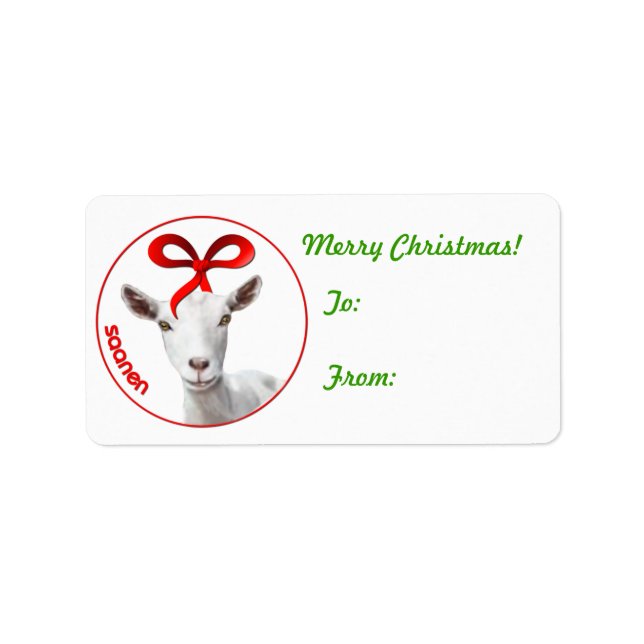 SaanenGoat Weihnachtsgeschenk Tag Sticker Adressaufkleber (Vorne)