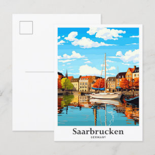 Saarbrucken Deutschland Vintage Travel Illustratio Postkarte