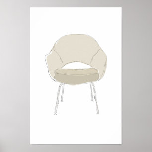 Saarinen S serie Stuhl-Gekritzelvektor Poster